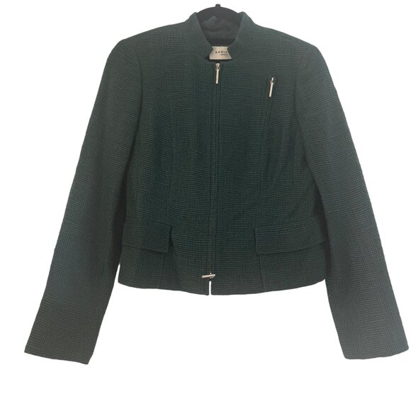 Akris Punto Front Zip Up Jacket Women's Textured 100% Silk Green, Size S - Picture 1 of 9